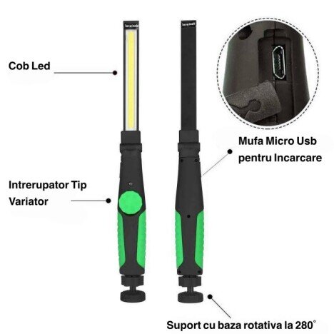 LANTERNA DE LUCRU COB CU MAGNET W55-1